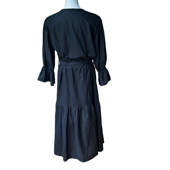 ELF Peony Black Linen Midi Dress, Sz XXL - Picture 9 of 15